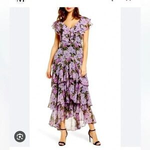 WAYF Chelsea Floral Ruffle Fairy Maxi Dress Size XS Whimsical Romantic Ethereal